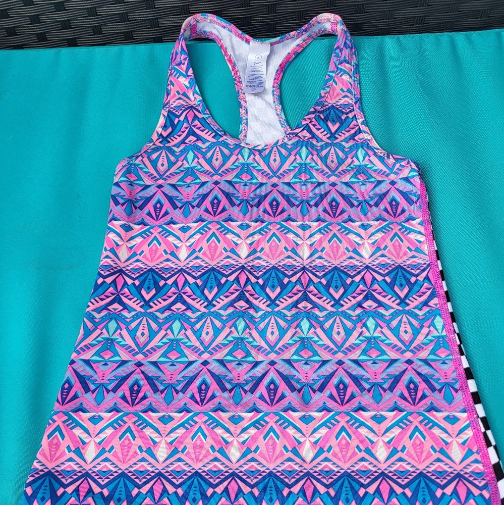 Ivivva Pink and Blue Patterned Tank Top